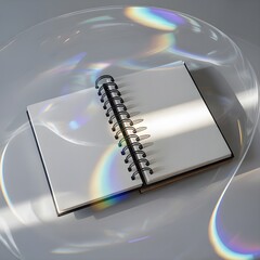 notebook with grey rings