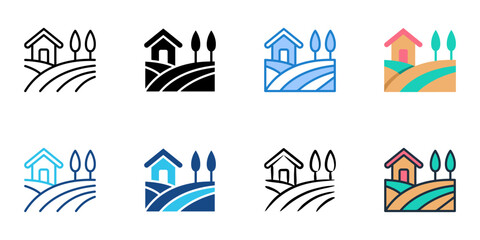 Rural icons set multiple style collection. Editable stroke   © Gravisio