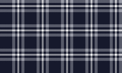 Seamless plaid fabric in navy, grey, and white, suitable for fashion apparel, skirts, trousers, and all types of textiles. Versatile and adds a classic touch to your designs.