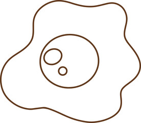 Cartoon line icon of a fried egg.