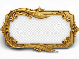Ornate gold picture frame with intricate baroque detailing and antique vintage charm, featuring elegant flourishes and luxurious craftsmanship, ideal for artwork display, gallery decor, classic interi