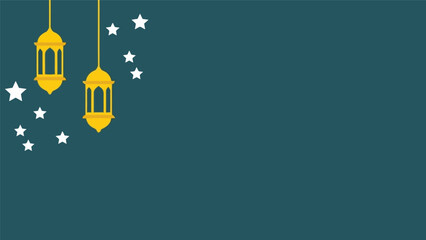 Ramadan vector background with hanging lanterns and stars for Islamic celebration