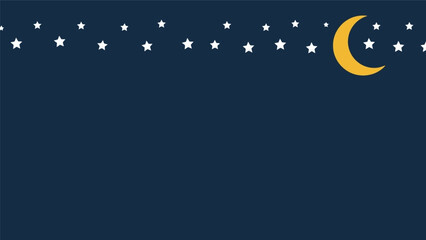 Ramadan vector night sky with crescent moon and stars, Islamic festive background