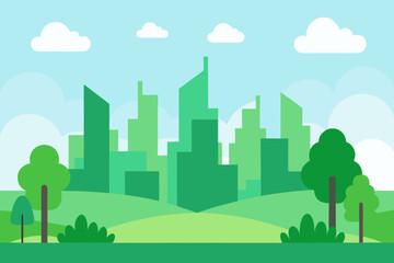 Obraz premium Minimal Green Urban Park City Vector