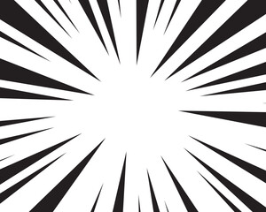 Obraz premium Abstract comic speed line background. Manga radial anime. Cartoon emphasis superhero frame. Splash blast black bg. Graphic boom ray pop art. Abstract action element. Vector illustration