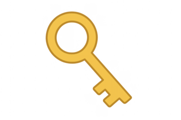 Golden key unlocking success solution and access icon
