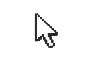 Pixelated mouse cursor icon on transparent background showing digital interface and computer interaction