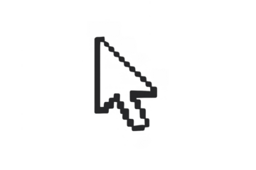 Pixelated mouse cursor icon on transparent background showing digital interface and computer interaction