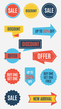Sale Discount Offer Labels and Badges Collection - Vector Graphics
