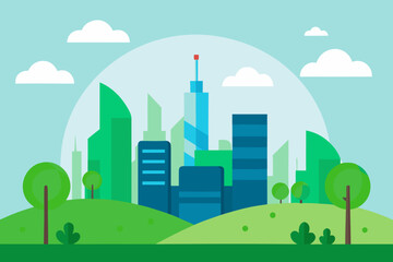 Sustainable Smart City Landscape Vector 