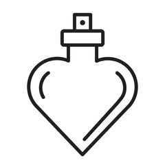 Obraz premium Minimal heart shaped perfume bottle icon with editable stroke for Valentine Day. Elegant romantic outline design for beauty themes, cards, invitations, apps, packaging and love related projects.