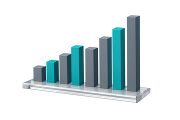 3d bar graph visualizing business growth, financial success, and market trend data on transparent background