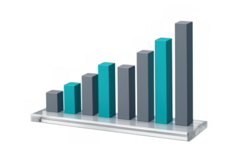 3d bar graph visualizing business growth, financial success, and market trend data on transparent background