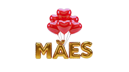 Golden 'M?es' Balloons with Red Heart Balloons