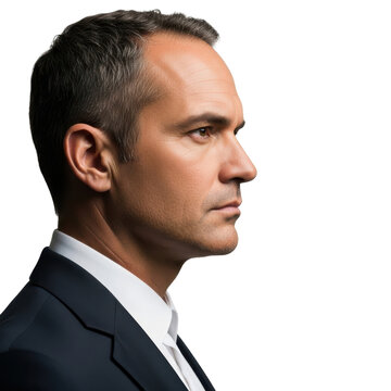 Profile Mature Man Suit Black Background