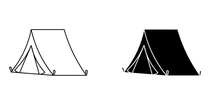 camping tent set icon on white background