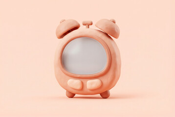 Cute peach alarm clock plain background