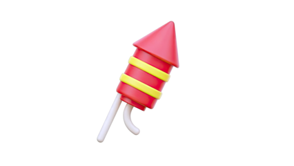 3D Red and Yellow Firework Rocket