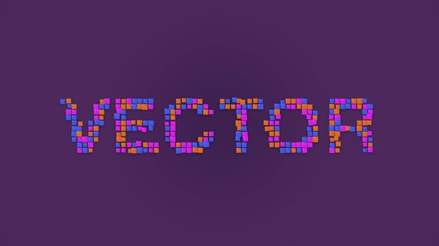 Dynamic vector graphic animation reveals itself against a vibrant purple backdrop