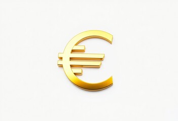 A golden 3D euro currency symbol isolated on a white background represents European business finance and banking success through a wealth investment concept in the global market