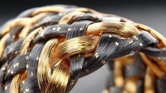 Interwoven Black and Gold Metallic Fiber Texture