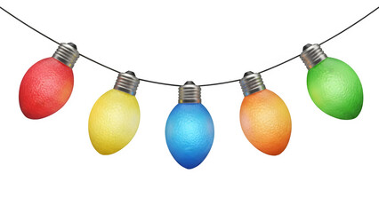 Colorful string lights isolated on transparent background