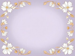 Fototapeta premium フレーム, 枠飾り, 縁飾り, 背景, コピースペースあり, ビジネス, イベント用紙, 白い花, パープルの背景, シンプル, 無地, 花, フローラル, フラワー, 小さい花, バレンタイン, ホワイトデー, 招待状, イベントカード, カード, 母の日, 父の日, 自然, デザイン, イラスト, ピンク, 模様, デコレーション、薄紫、レター、便箋、メッセージ、メール、春、夏、飾り、