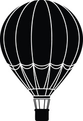 Obraz premium Black hot air balloon silhouette vector icon isolated on white background for travel adventure flight transport concept logo design and creative projects