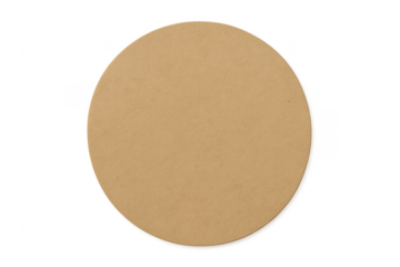 Blank brown cardboard circle label with transparent background