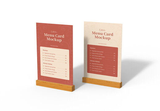 Standing Two Menu Card Mockup