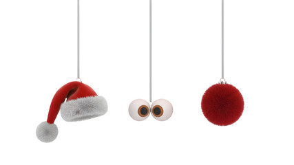 Christmas ornaments isolated on transparent background