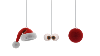 Christmas ornaments isolated on transparent background