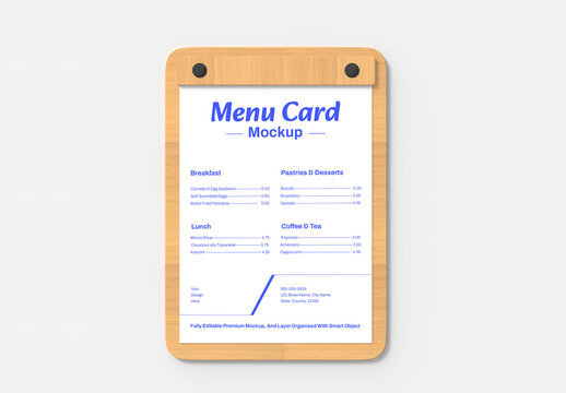Food Menu Card Mockup Design