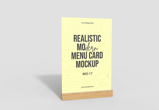 Realistic Standing Menu Card Mockup