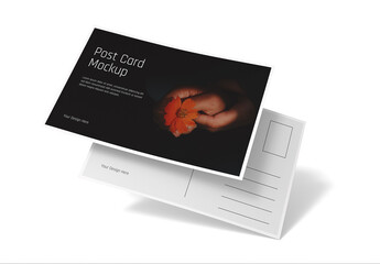 Floating Post Card PSD Mockup