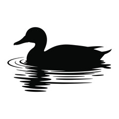 Duck swimming on water Vector, Silhouette, Illustration
