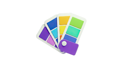 Colorful paint swatches fan isolated on white background