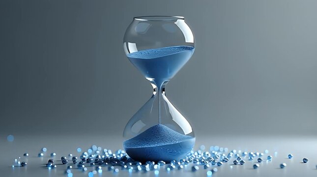 An hourglass filled with tiny loading icons instead of sand, symbolizing digital patience and waiting culture