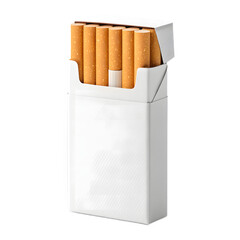 An image of a partially opened cigarette pack with a transparent background.
