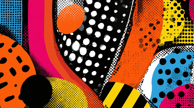 Colorful Abstract Pattern with a variety of shapes and textures, and a head profile silhouette