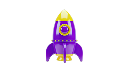 3D Purple and Yellow Rocket with Porthole