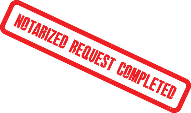 Notarized document stamp on a white background indicating completion