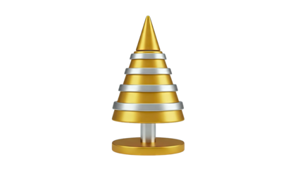 Abstract Golden Christmas Tree with Silver Bands