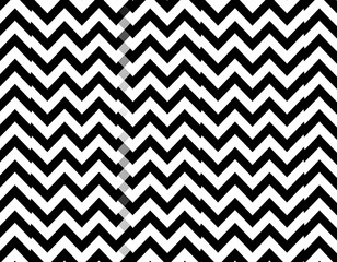 Bold geometric zigzag pattern with black and white repeating chevrons