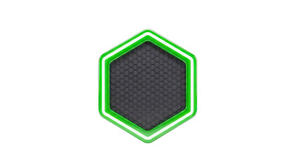 Green Hexagonal Emblem with Honeycomb Pattern