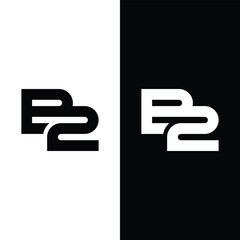 this is a flat logo design of a monogram B2 that connects together in simple style in black color on a white background