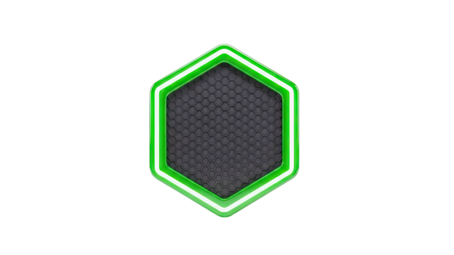 Green Hexagonal Emblem with Honeycomb Pattern - Powered by Adobe