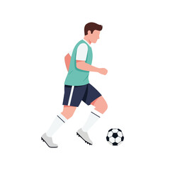 Obraz premium A stylized illustration of a male soccer player dribbling a ball on a white background