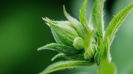 Emerald Bud A Macro View of Natures Delicate Beginning.
