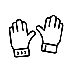 Line art gloves in a raised position for winter wear  